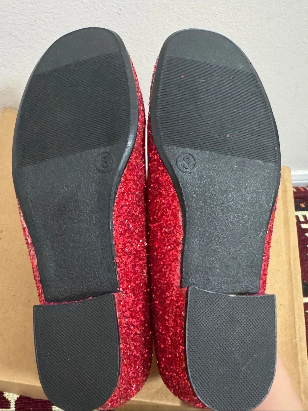 NEW Xhilaration Ruby Red Glitter Block Heel Slipper Party Dress Shoes Size 3